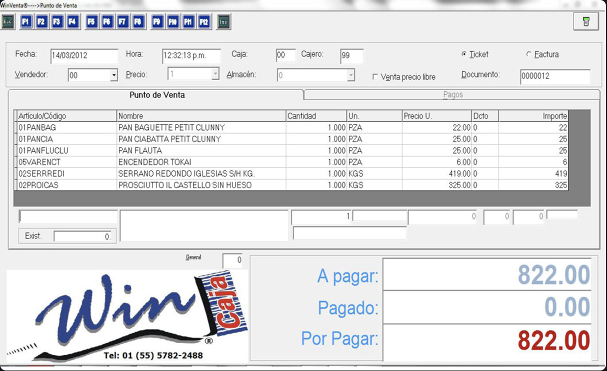 WinCaja Ticket de Venta